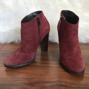 Shoemint Burgundy Suede Booties - US 5